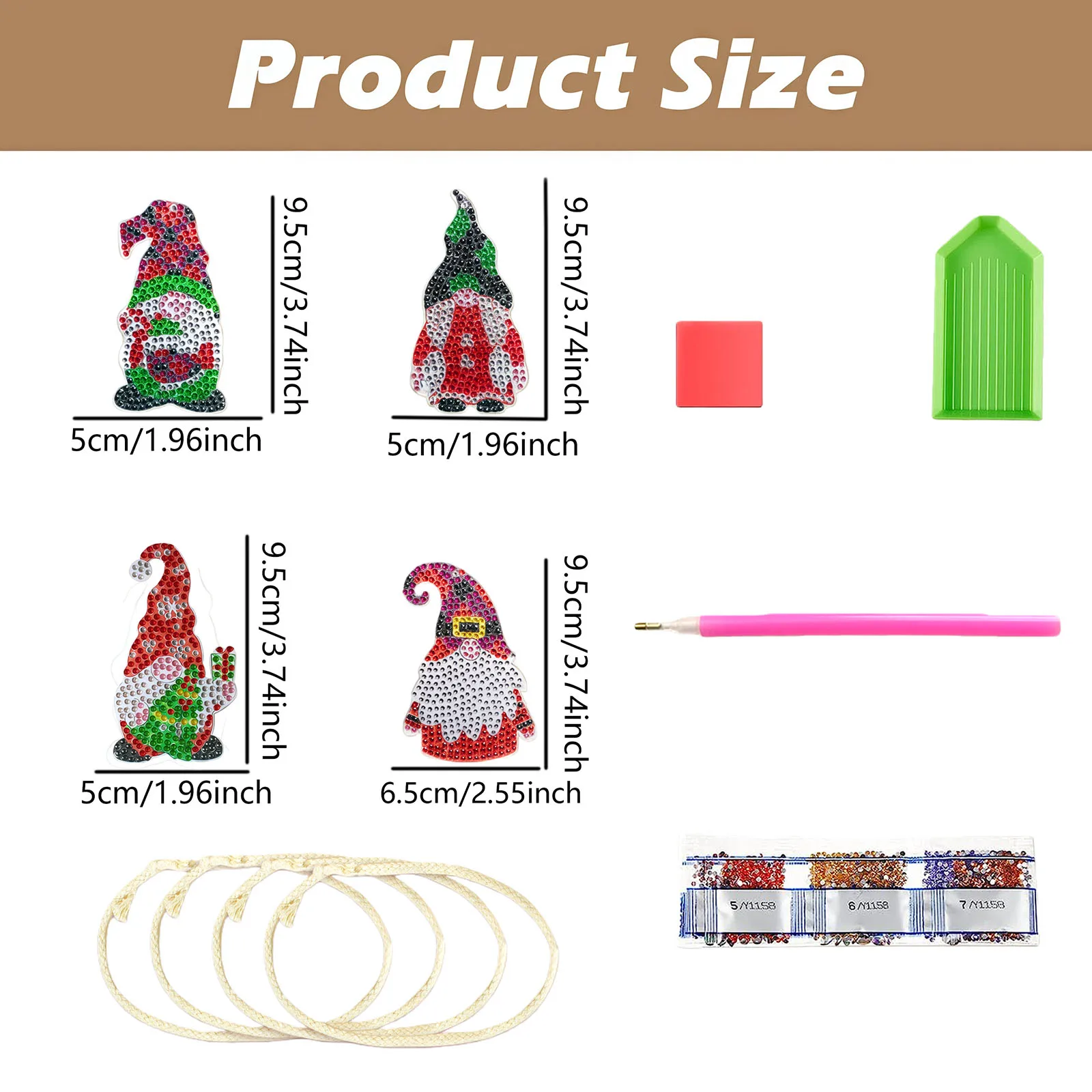 4-Piece Diamond Painting set curtain rope Christmas pattern acrylic Material living room curtain Decoration, Christmas gift