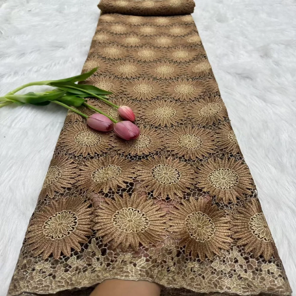 Latest Cord Guipure Lace Fabric Crystals African Lace Fabric 2025 High Quality Nigerian Water Soluble Material for Dress