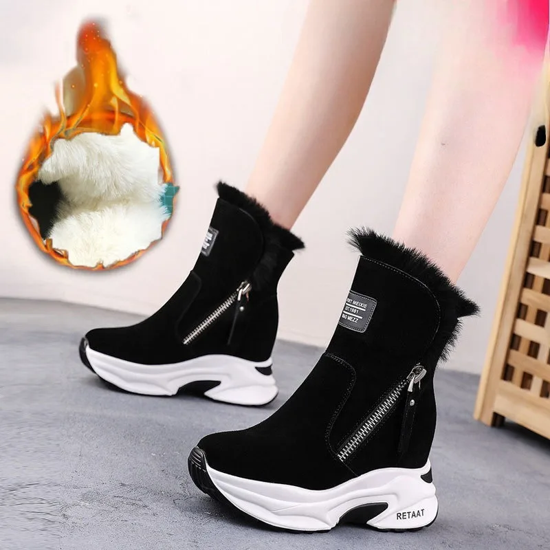 

Women Snow Boots Fashion Wedge Platform Boots Plush Warm Winter Boots for Women 9cm Height Increasing Platform Boot Botas Mujer