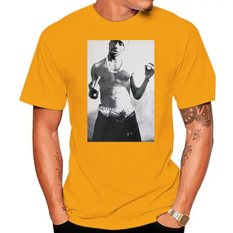 2022 Summer Hot Sale Tee Shirt Assorted Styles T-shirts Tupac 2Pac Shakur Gun Finger Salute Cotton T-Shirts Mens Size (HhTs4 Z