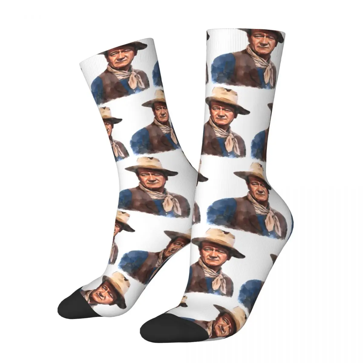 John Wayne The Dukes Socks Spring Watercolor Stockings Vintage Men's Comfortable Socks Pattern Outdoor Anti Bacterial Socks