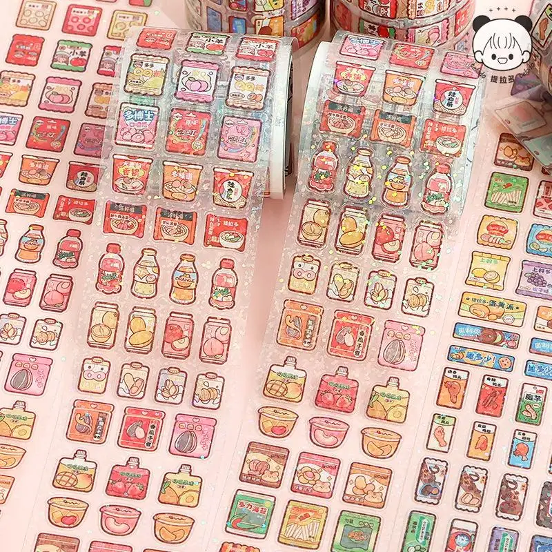 Supermarket Pet Waterproof Washi Tape Colorful Decorative Pattern Snack Journal Tape for DIY Scrapbooking