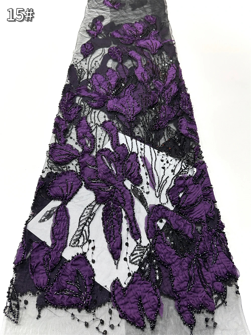 African Beads Lace Fabric 2026 High Quality 3D Embroidery Nigerian Sequins Bridal French Tulle Lace Fabric For Wedding Dress Sew