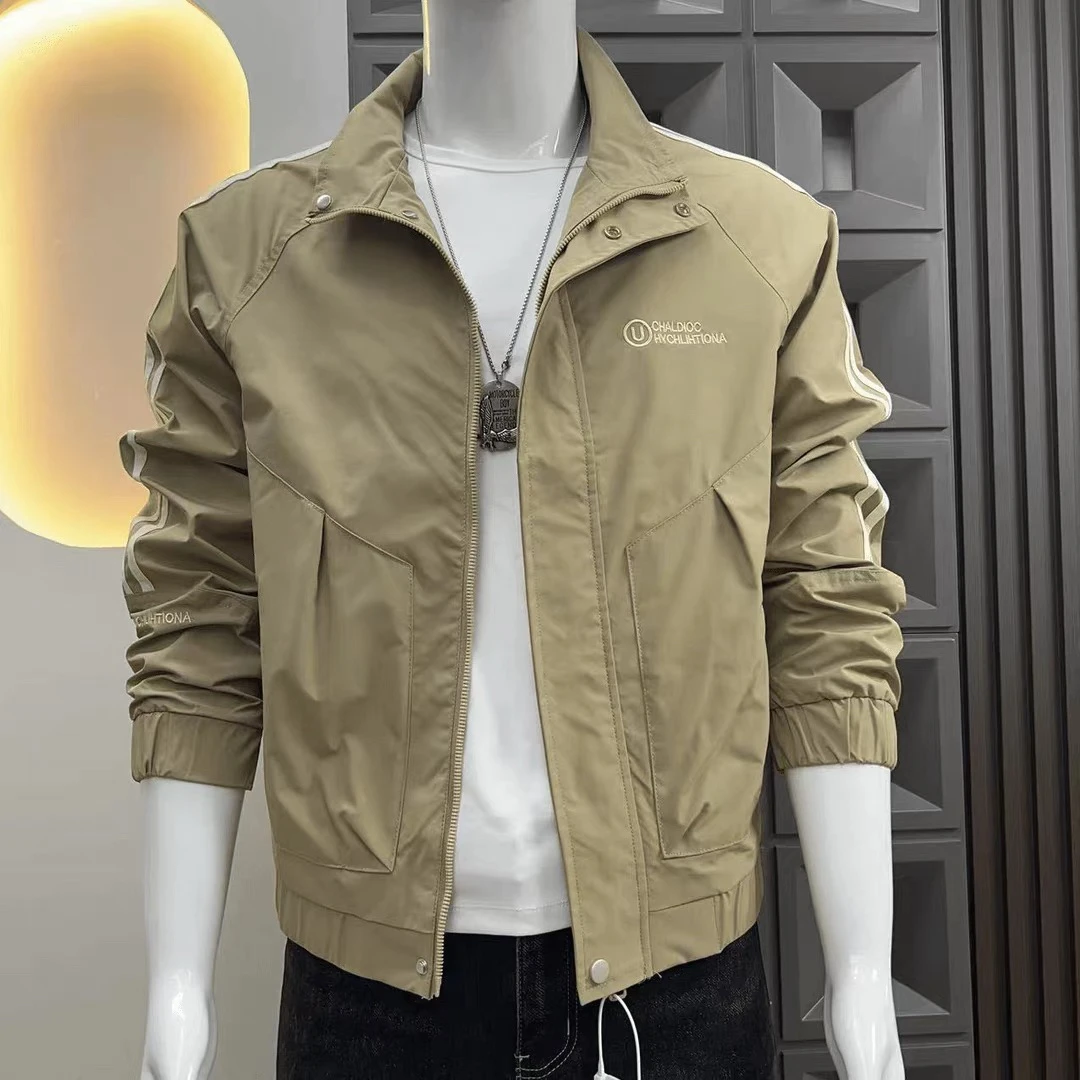 

Весенне-осенняя клетчатая рабочая одежда, джет, мужская повседневная ветровка с воротником-стойкой, уличная ветровка, модная молодежная одежда