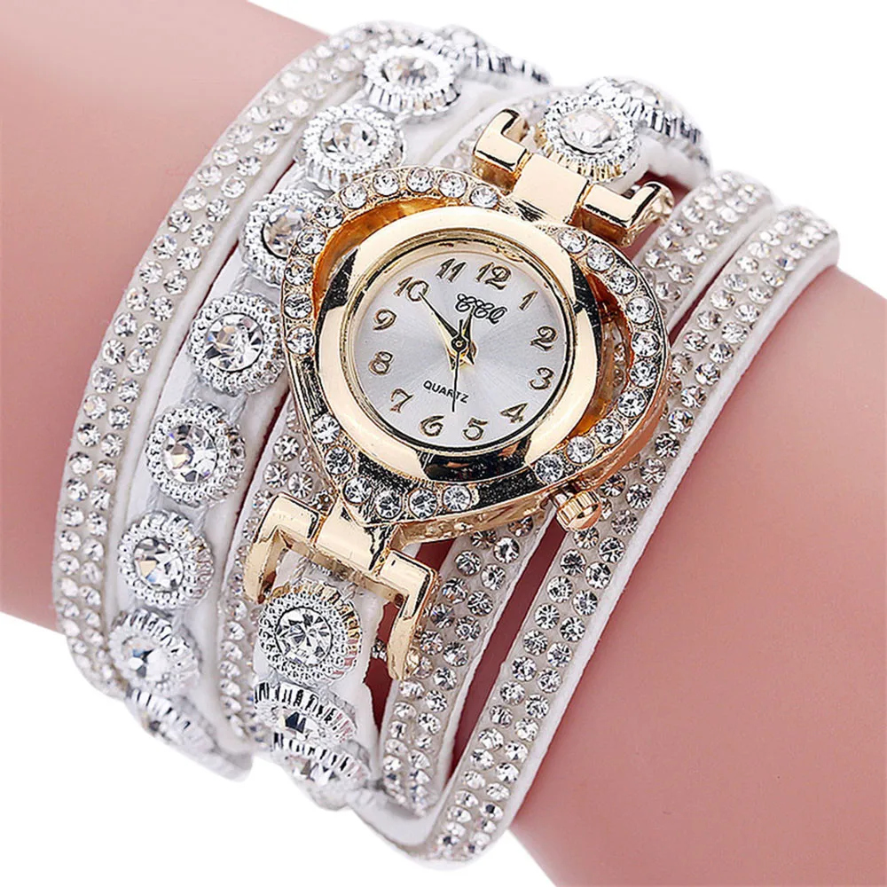 Women Vintage Rhinestone Crystal Bracelet Dial Analog Quartz Wrist Watch Elegant Woman Watch Luxury Fashion reloj para mujer