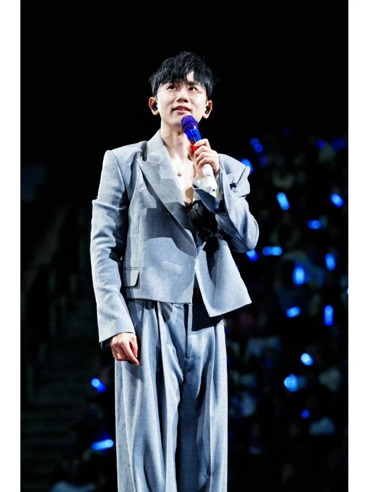 Men's 2025 Spring Autumn New Fashion Suit Sets Male Slim Fit Rhinestones High-End Jacket Coats Pants Sets Handsome Unique 2pcs