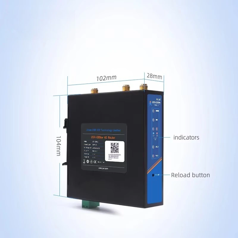 USR-G806w-G الإصدار العالمي WiFi جهاز توجيه IoT الصناعي الخلوي 4g مع تصميم OpenVPN المحسن 2G/3G/4G