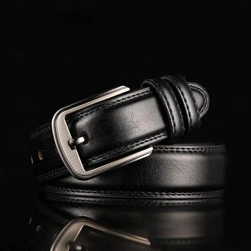 Ceinture en cuir PU pour hommes, haute qualité, alliage carré, sangle mâle, broche, vintage jeans