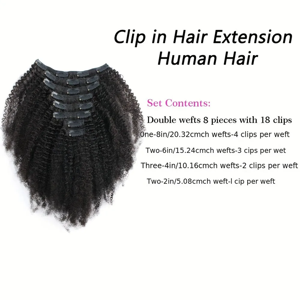 8 قطعة مشبك أفرو مجعد في وصلات الشعر شعر الإنسان 100% غير المجهزة الفيتنامية ريمي شعر بشري لعذراء غريب مجعد كليب في الشعر #6