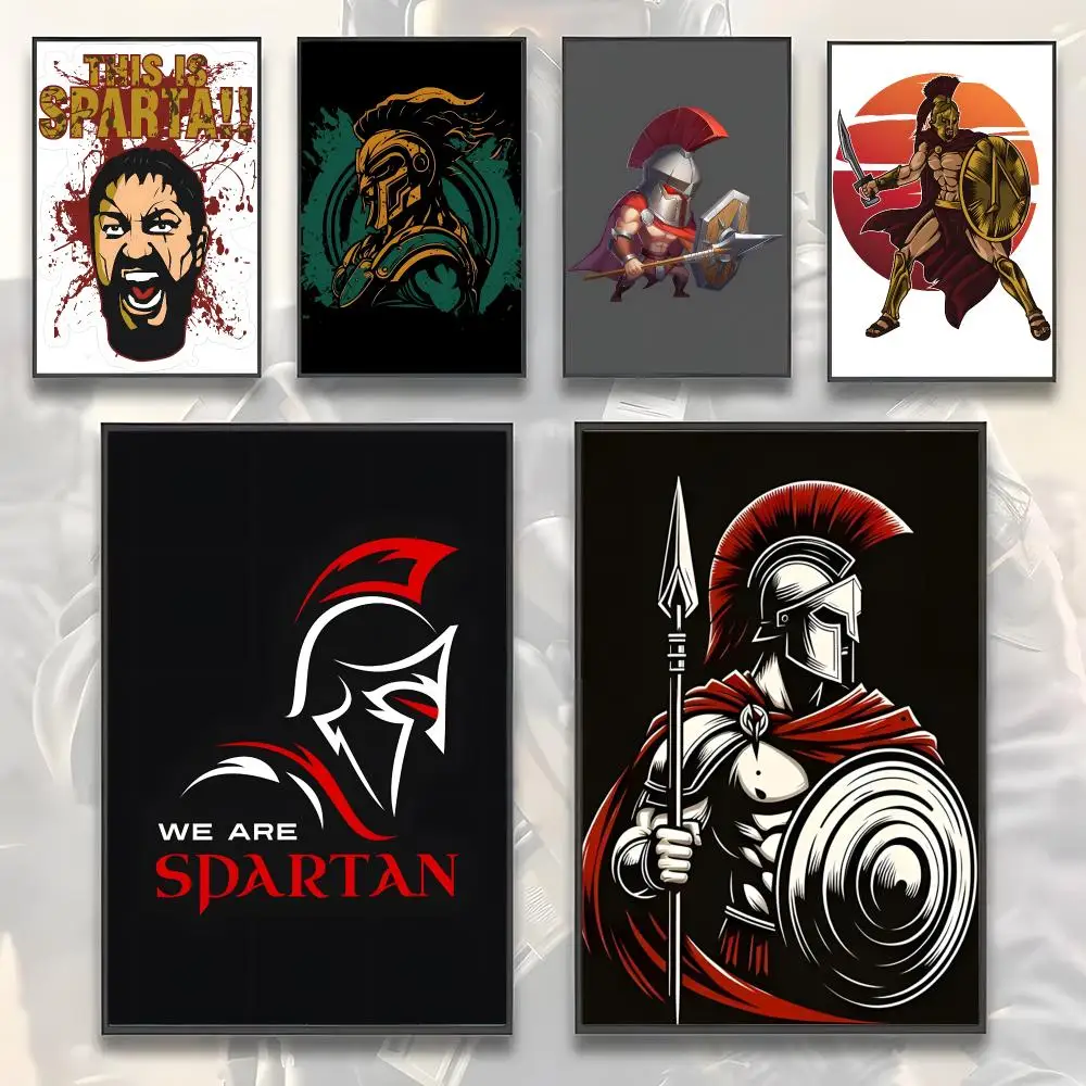 Cute cartoon Warriors brave Spartans Poster Home Living Bed Room Bar Hallway Sticky Wall Art Printing Aesthetic Decor