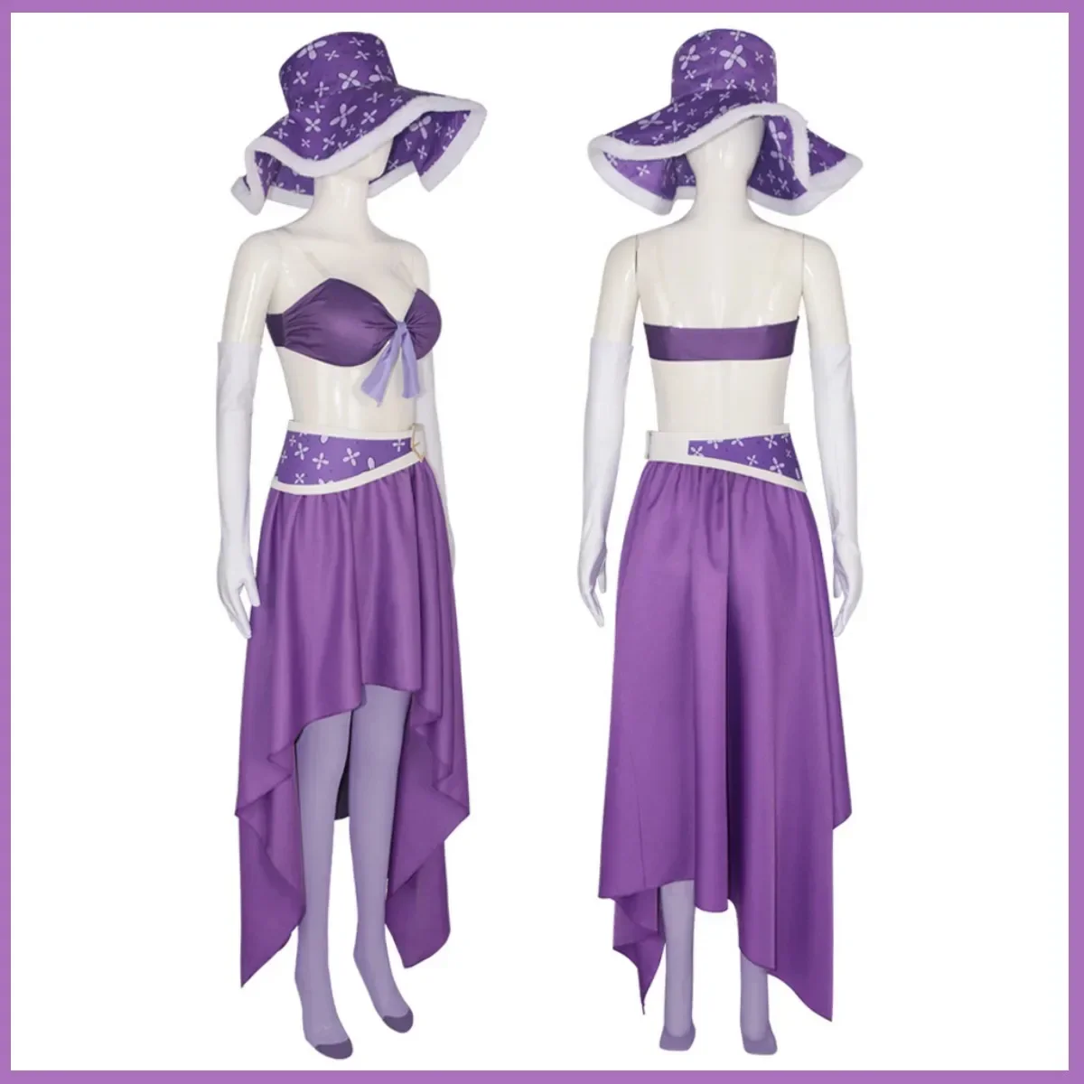 Anime Nico Robin Miss Allsunday Cosplay Costume 15th Anniversary Purple Skirt Hat Uniform Wig Woman Sexy Carnival Party Suit view 5