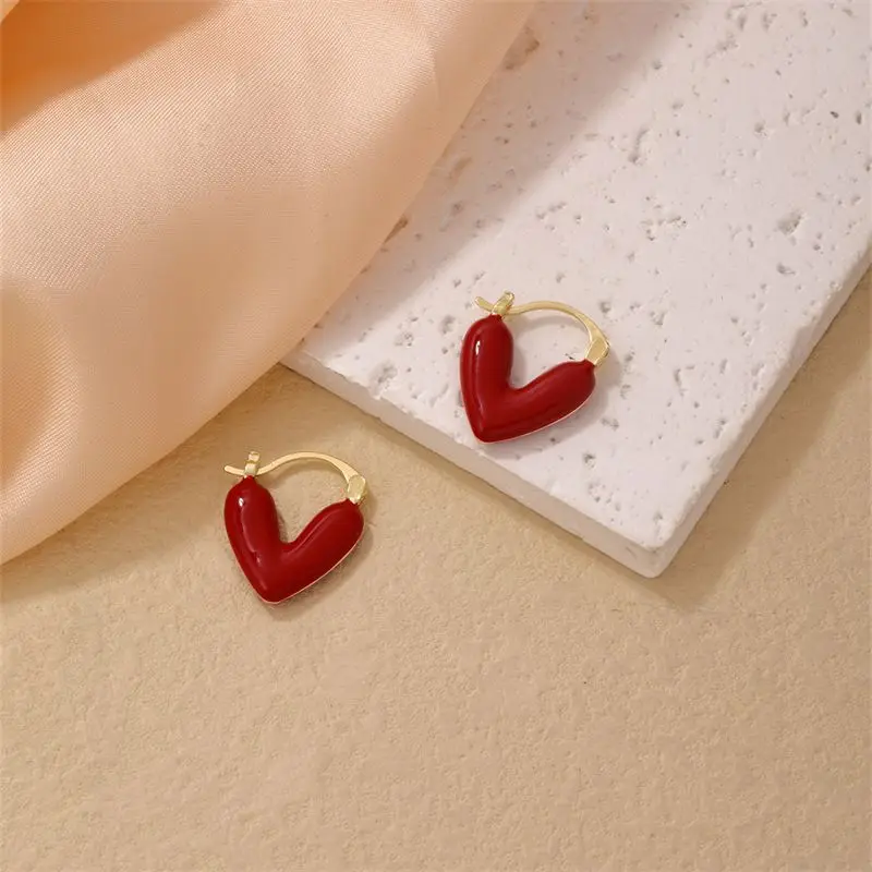 Light Luxury and High Quality Glazed Love Earrings for Women, Small and Exquisite Fashion Earrings, New Earrings image 5