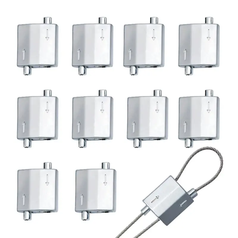 A84X-Stainless Steel Wire Rope Clamps 10Pcs- Cable Clips For Outdoor Christmas Lights In Silver(Hole Diameter 1-1.5Mm)