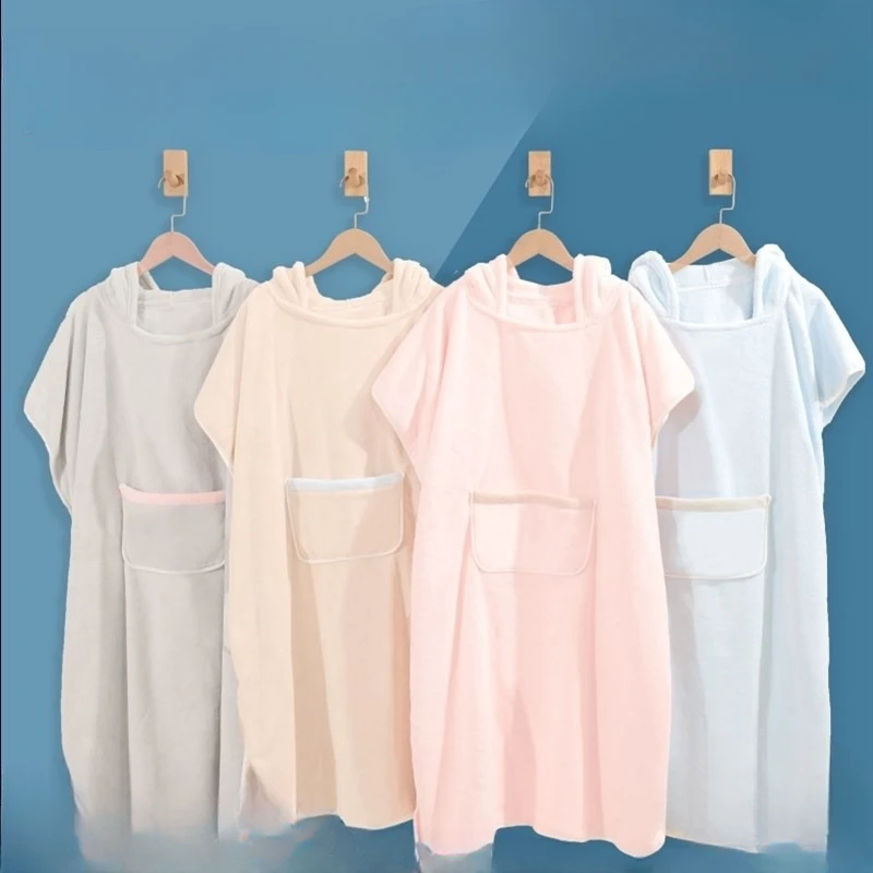 

Water Absorbing and Quick Drying Bathrobe Soft Cotton Wool Hooded Skirt Bathrobe Pyjamas Towel Cape One-piece