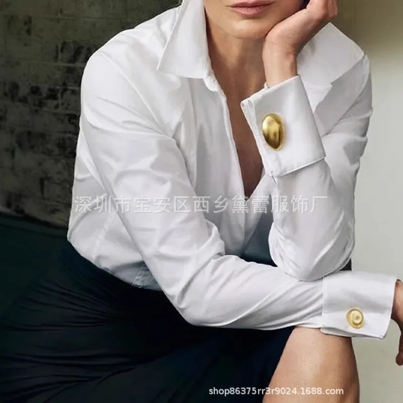 

Trendy Women's Cotton Shirts Office Lady Long Sleeves Classic Tops 2025 Female New Autumn Spring Casual Button Shirt & Blouses