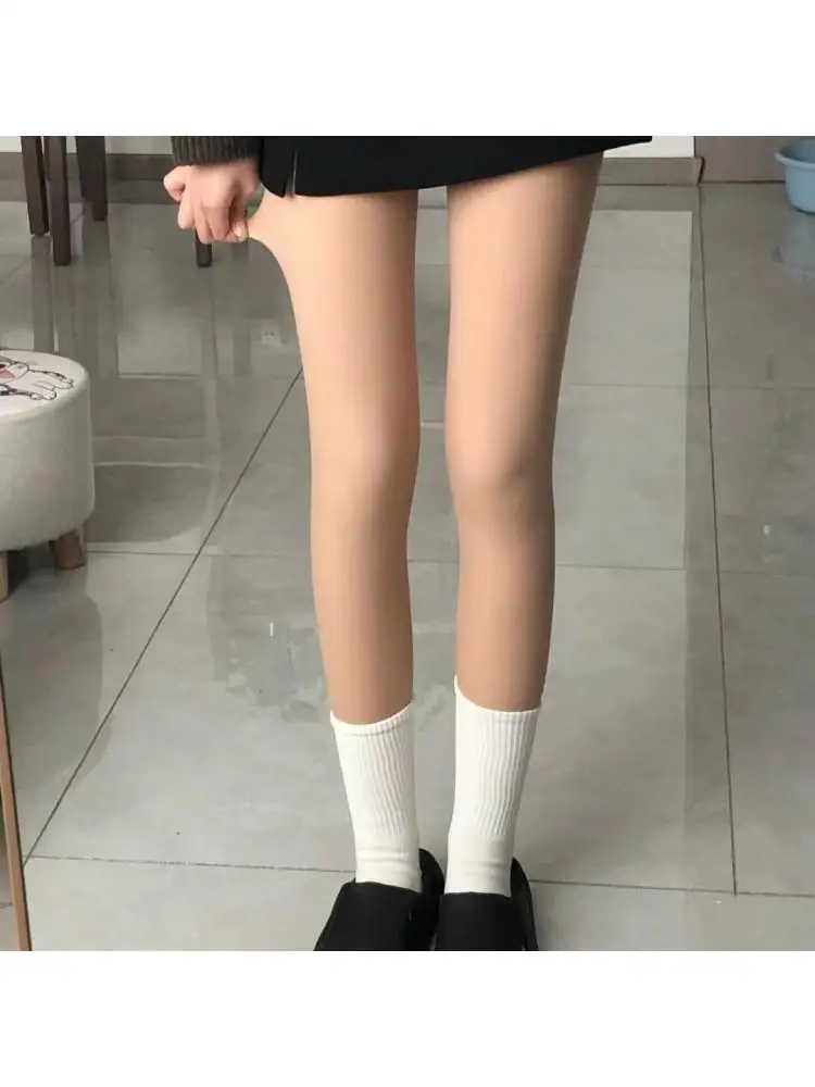 2023 New Pantyhose Double Layer Light Leg Artifact Women Autumn Winter Naked Natural Fleece Lined Bottoming 4thickness Leggings