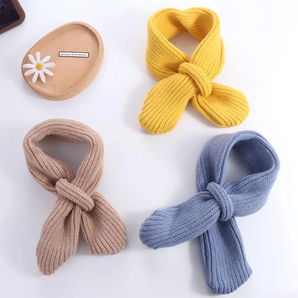

Fashion Solid Color Boys Girls Scarf Casual Windproof Kids Knitted Scarf Korean Style Thick Winter Knit Scarves Baby