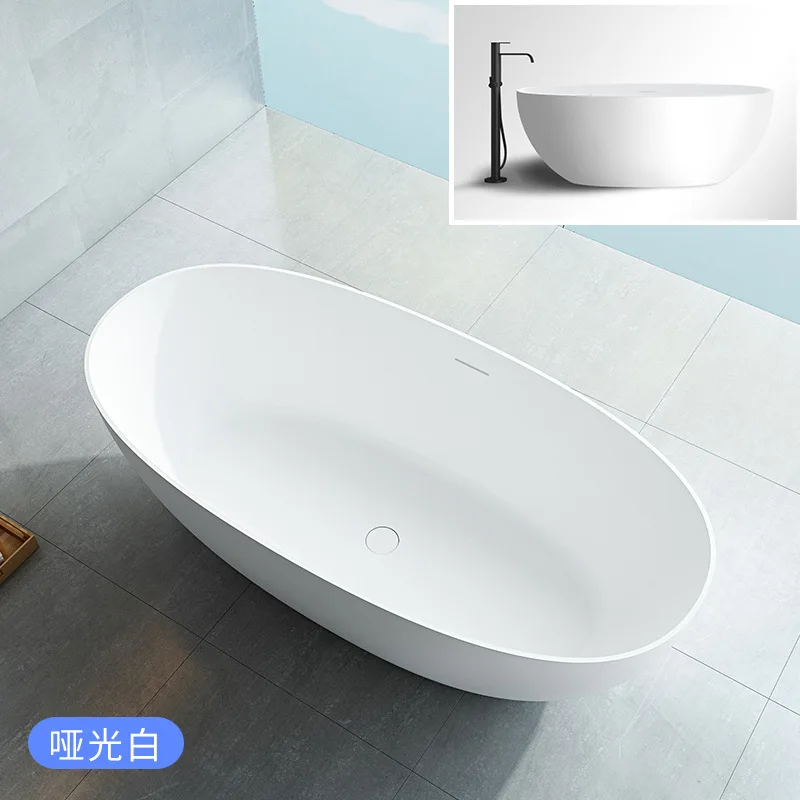 Factory Direct 2026 Artificial stone bathtub Free-standing family hotel B & B Oval Qimei stone bathtub