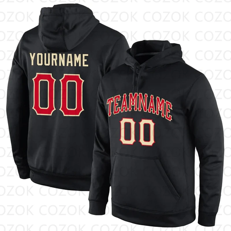 Customized Hoodies Black Orange Colour Jersey 3D Printed  Unisex Pullovers Hoodie Casual Sweatshirts