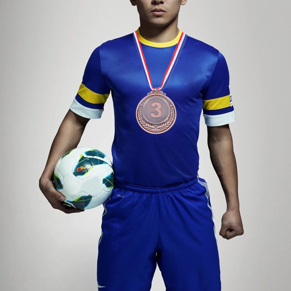 

3pcs Metal Award Medals with Neck Ribbon Wheats Winner Medal for Sports Games Competition (Golden, Silver, Bronze)