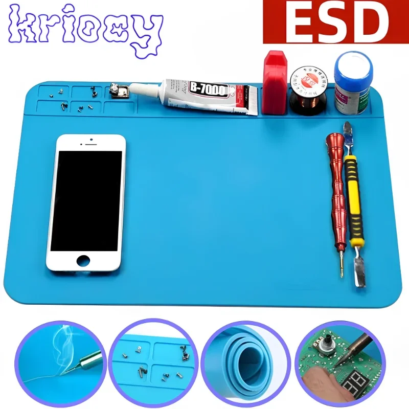 

Теплоизоляционный паяльный коврик ESD, набор инструментов для ремонта компьютеров и телефонов, рабочий силиконовый коврик для ремонта, термостойкая платформа для обслуживания