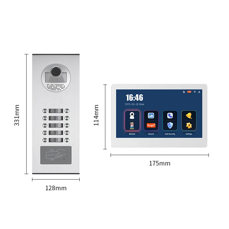 7-Inch Smart Security Video Door Phone Intercom System With 10 Buttons