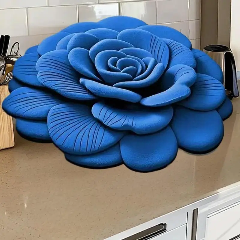Flower Carpet, Special-shaped Soft Peony Floor Mat, Durable 40x40cm/60x60cm Non-slip Absorbent Bathroom Floor Mat For Living Roo