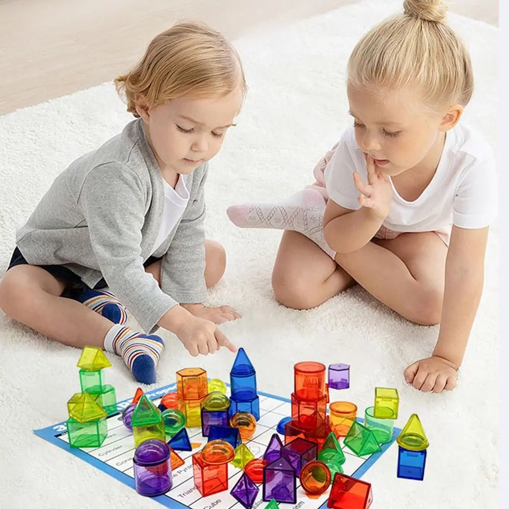 

3D Kid Montessori Toy Creative Translucent Montessori Table Toys Sensory Activity Geometric Shapes Blocks Sensory Learning Toy