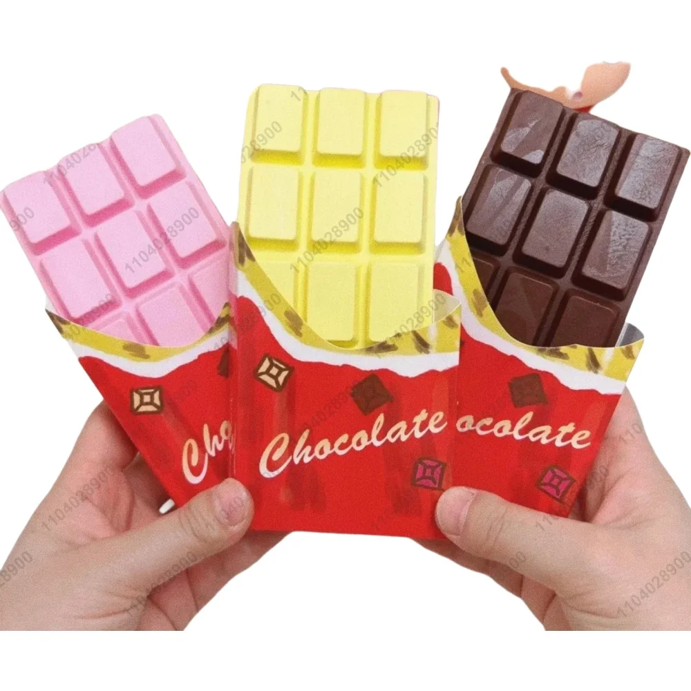 Grand jouet à presser en barre de chocolat, simulation de nourriture, rose, jaune, rebond lent, soulagement du Stress, jouet relaxant, cadeau pour adultes et enfants