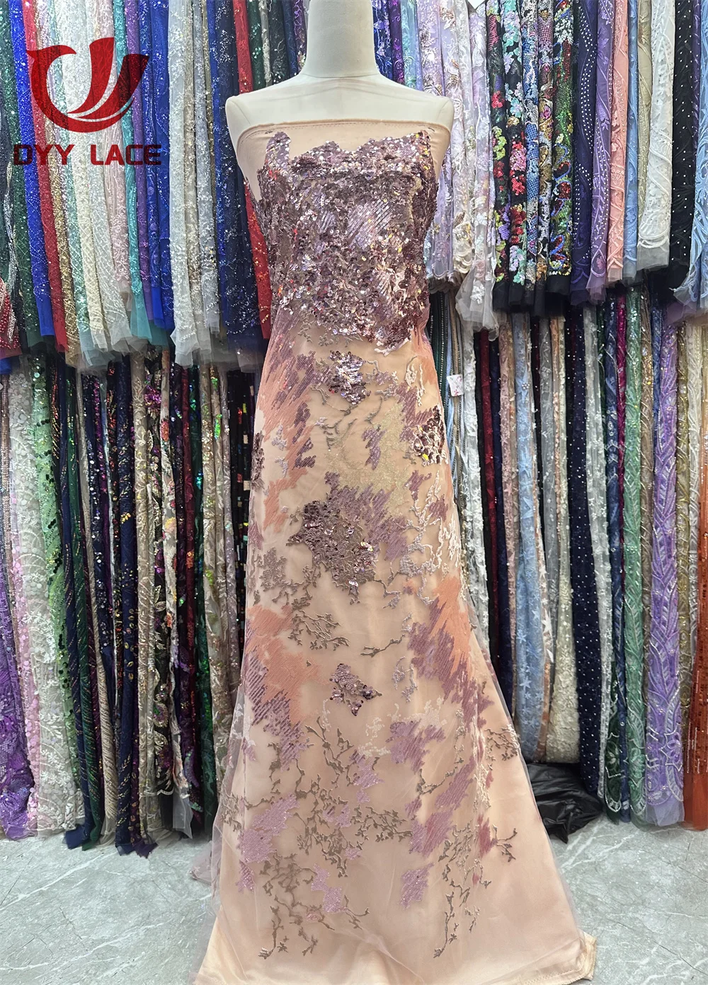 2023 African Latest Luxury Lace Fabric Sequins Embroidery Party Dresses Mesh Fabrics For Women Tulle Design Sewing 5 Yards