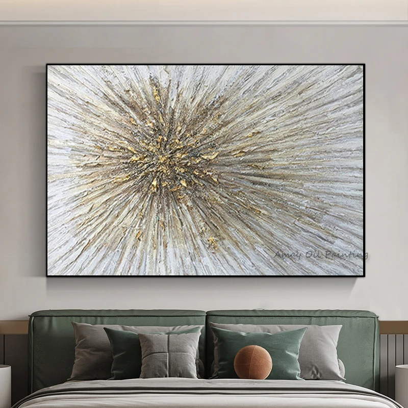 Handpainted Wall Art Gold Foil Abstract Group Oil Painting On Canvas Living Room Decoration Wall Showpieces Artwork Unframed