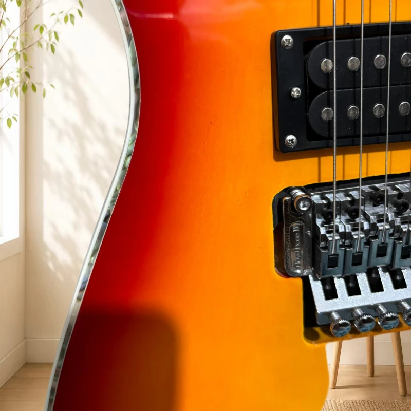 PS10 Cut Ice-shaped Sunset Gradient Alien Electric Guitar HH Pickup Double Lock Tremor System Shell Inlaid Wrapped Free Shipping