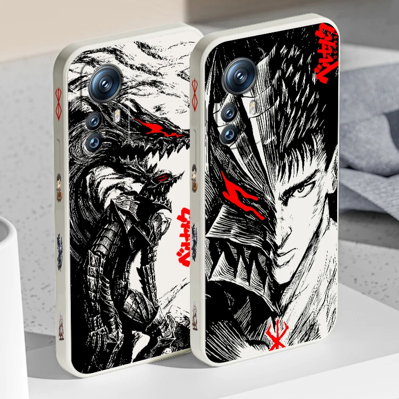 Fashion Anime B Berserk Cool Liquid Left Rope For Xiaomi Mi 14 13T 13 12T 12 11T 11i 11 A3 10T 10 9 Pro Lite Ultra 5G TPU