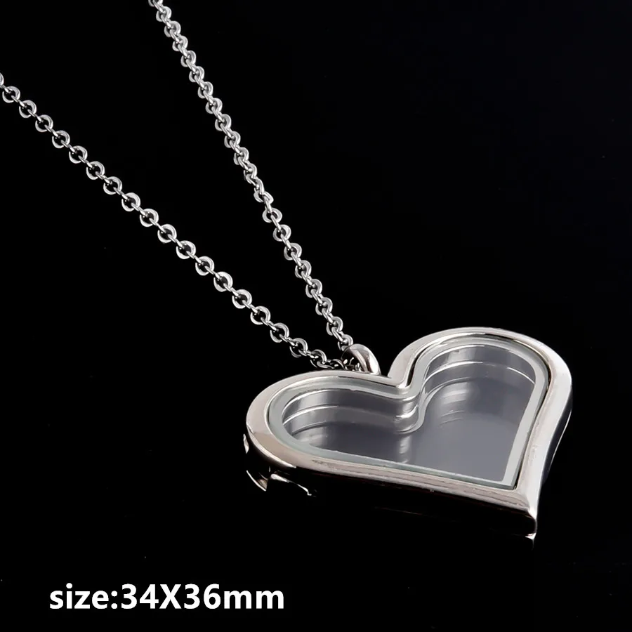 1 Stück Legierungsanhänger Magnet-Medaillon-Halskette Wassertropfen Rechteck Herz Halsketten für Damen Herren DIY Foto Edelstahlketten – Detail 19