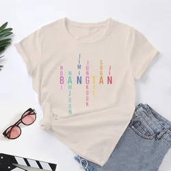 Bangtan Member Names T-shirt Jimin Jungkook Tae Suga Namjoon Hobi Jhope Casual Boy Korean Tshirt Women Men Tee Shirt Oversized