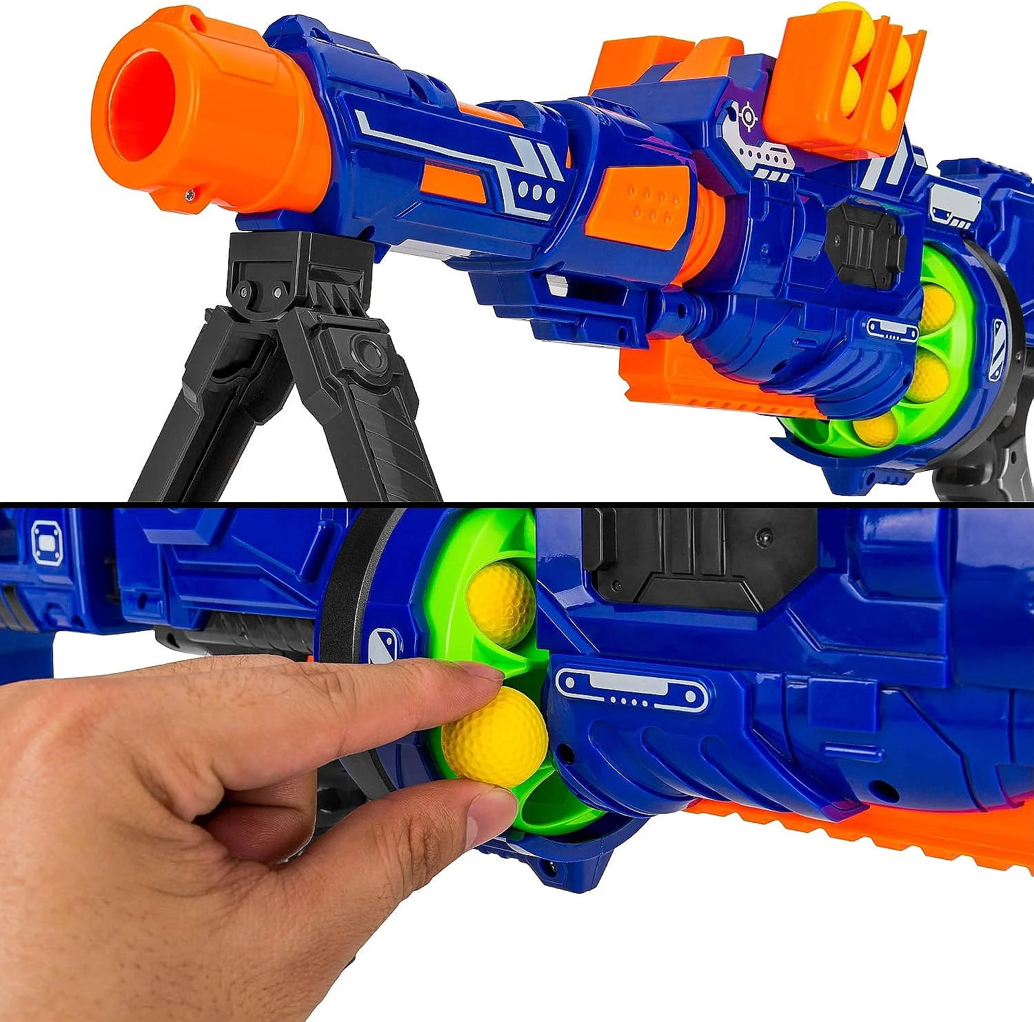 Best Choice Electric Foam Ball Blaster Toy with Barrel Extension, 12 Balls & Foldable Bipod view 4