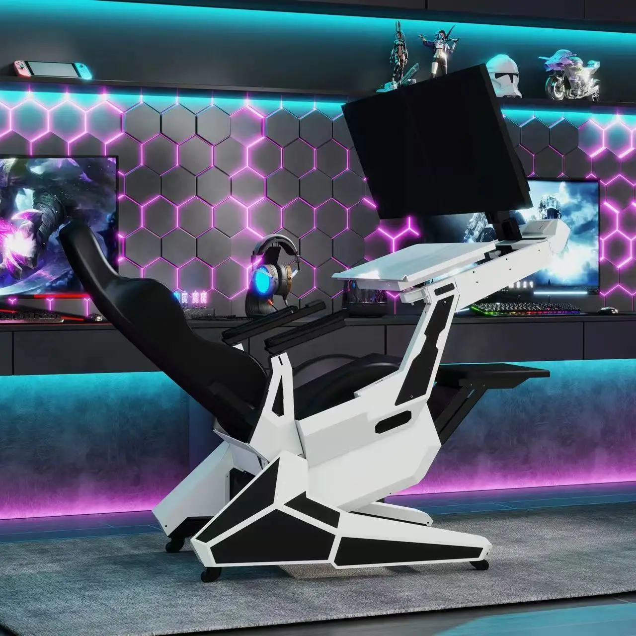 

EASE POD PRO Cheap Comfortable Recline Workstation Computer Cockpit Zero Gravity Chair Home Office Use for Multi Screens