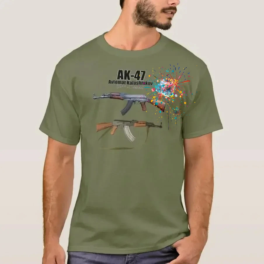 AK-47 History Avtomat Kalashnikova Assault Rifles Men T-Shirt Short Sleeve Casual 100% Cotton O-Neck Summer TShirt