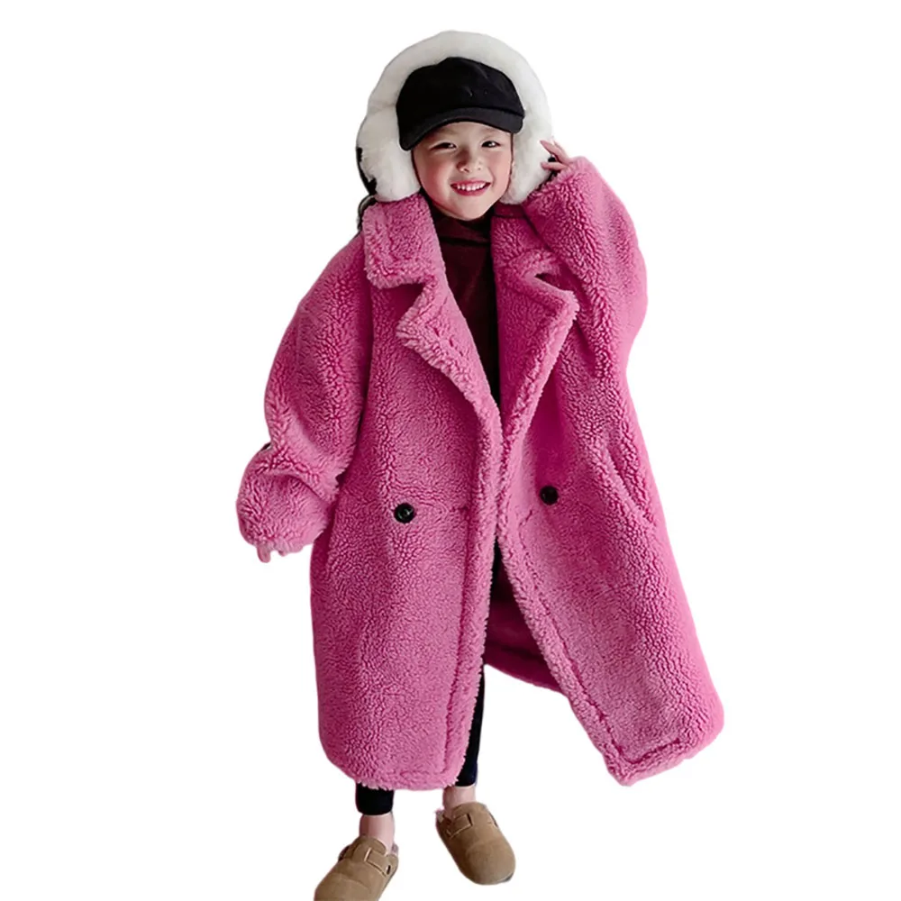 Capispalla in lana di agnello per bambini 2022 NewTeddy Bear cappotto lungo per bambini caldo spesso cappotto invernale per ragazze Casual allentato solido coreano