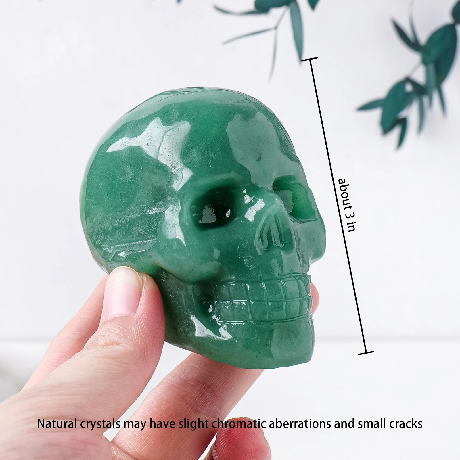 1PC 3inch Natural Stone Aventurine Skull Head Crystal Carving Reiki Gemstone Quartz Crystal Figurine Hand Carved Crafts