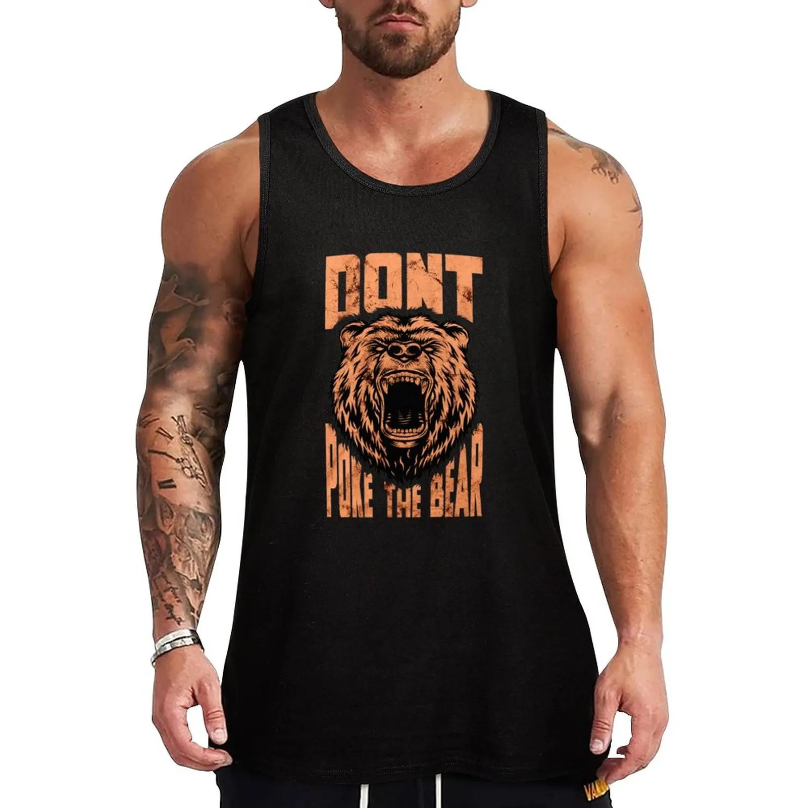 

New Don_t Poke The Bear Tank Top Vests Fitness men clothing