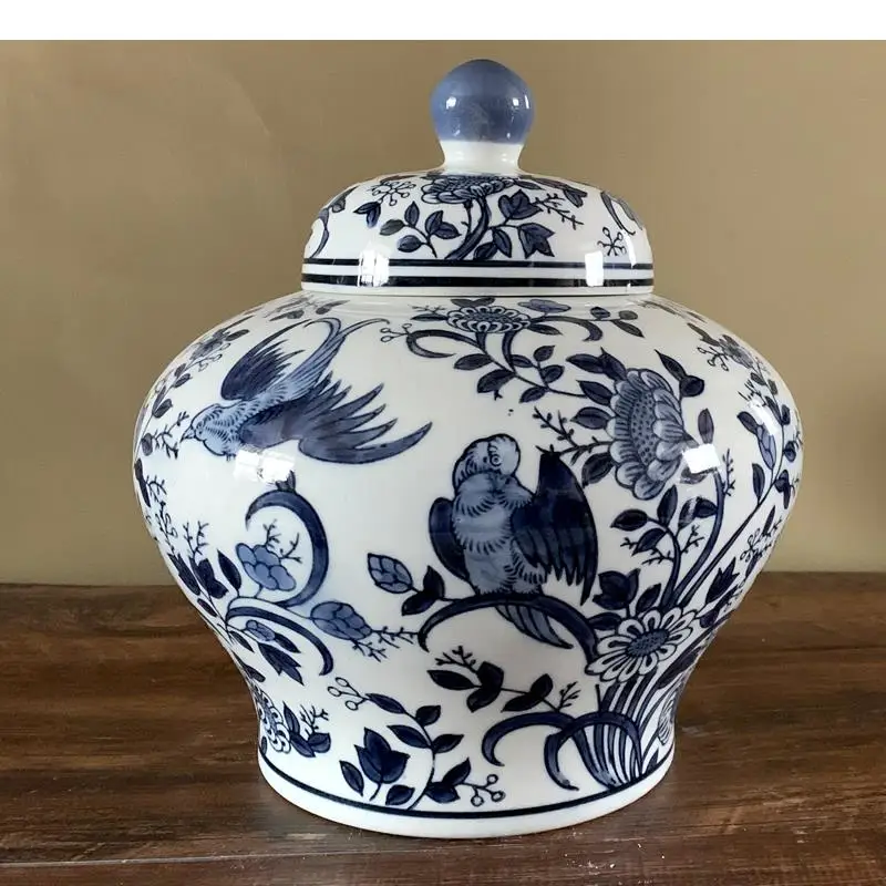 

Retro Blue and White Porcelain Storage Jar Ceramics Tea Canister Candy Jar Desk Decoration Jewelry Jars Cosmetic Containers