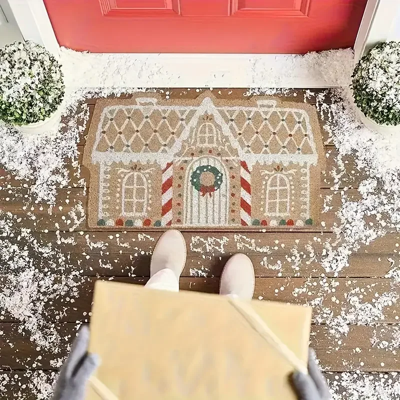 Christmas Door Mat Indoor Home Decoration Entryway Christma Carpet Festive Design Machine Washable Soft Texture  Holiday Doormat