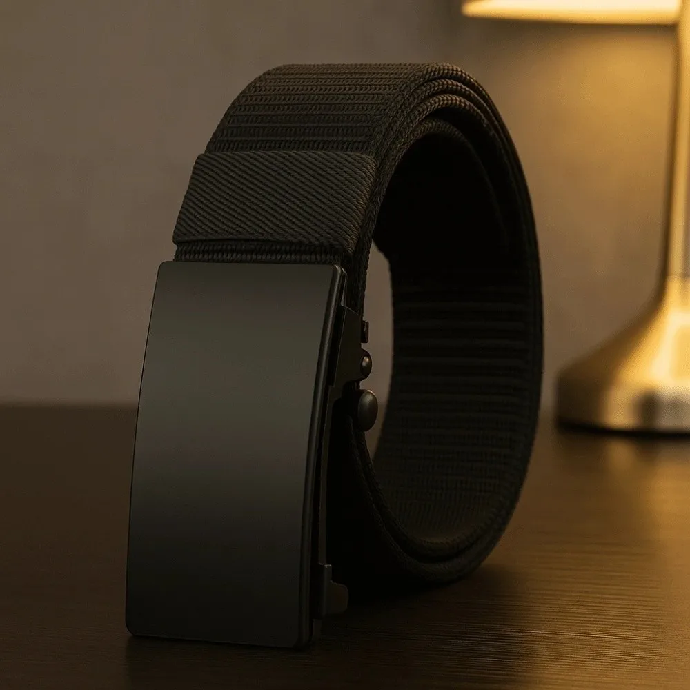 الكلاسيكية سبيكة الرجال حزام نايلون الملمس التلقائي مشبك القماش حزام بلون دائم قوي القماش حزام الطلاب