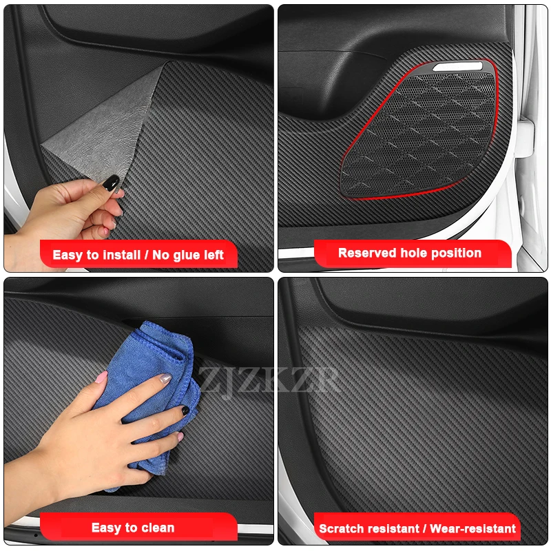 ل Leapmotor B01 B10 C01 C10 C11 C16 ألياف الكربون الجلود باب السيارة مكافحة ركلة منصات تقليم صندوق القفازات ملصق الملحقات الداخلية #6