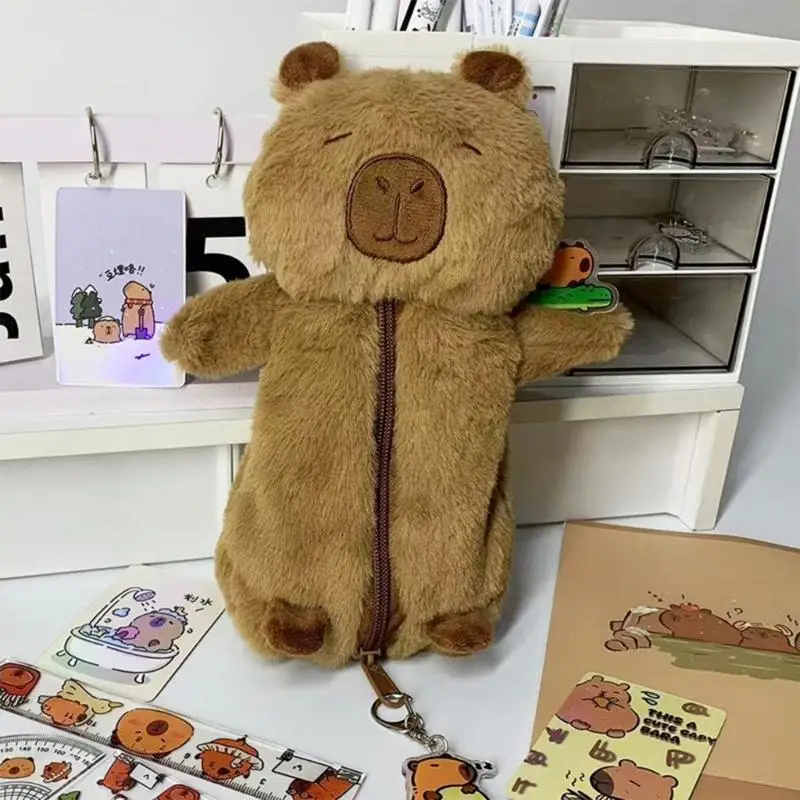Q1jc Pelzige Capybara Animal Bleistift Hülle Hochkapazität Stiftbeutel Stift Organisatoren Tasche