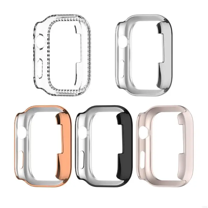 Scratch Resist Watch Protective Case For Dedicated Smartwatch Hollowed Design Single Row Rhinestoned Decoration N0HC