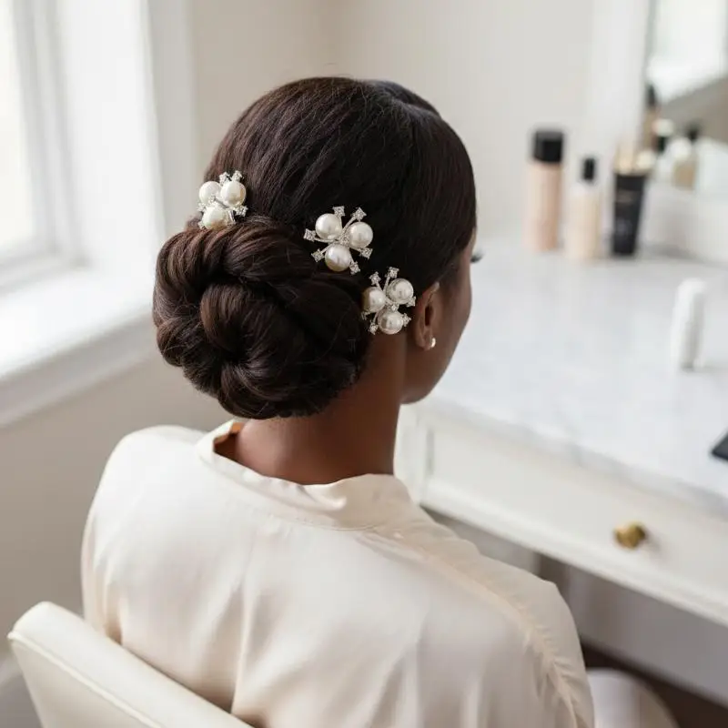 

10PCS Sparkling Flower-shaped Crystal Pearl Button Pearl Hairpins Headwear Clip Rhinestone Buttons