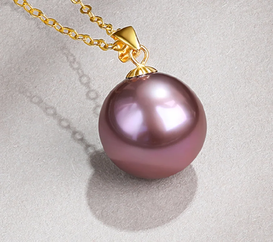 

Huge 11-12mm Genuine Purple Lavender Perfect Round Pearl Pendant Necklace Women Jewelry Wedding Party Gift 925 Sterling Silver 5