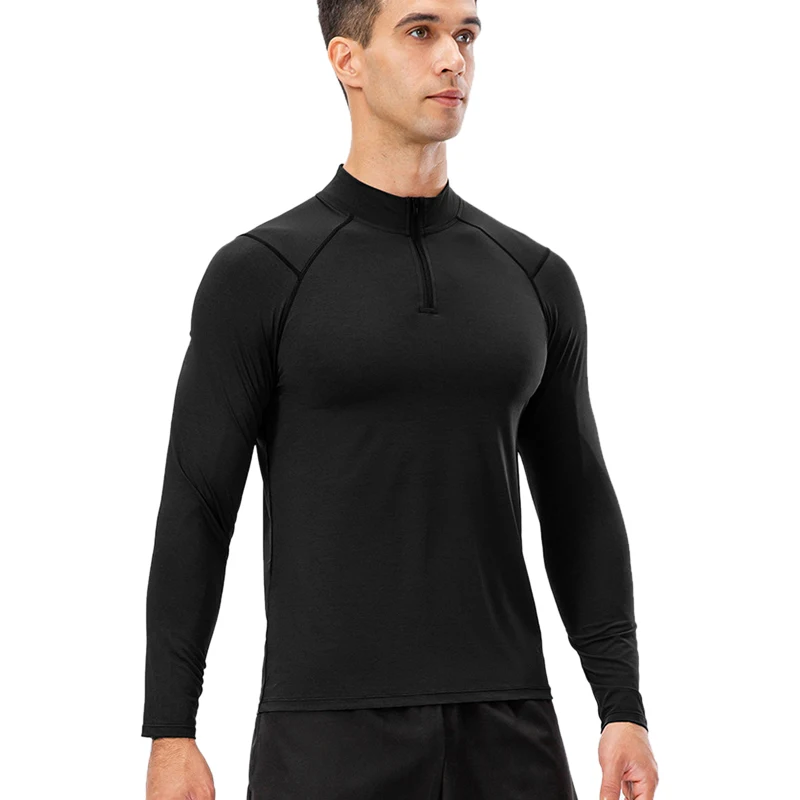 Men\'s Long Sleeve UPF 50+ T-Shirt 1/4 Zip Fishing Running Rash Guard T-Shirt Outdoor Shirt Men Gym Fitness Casual T Shirts